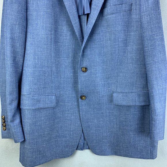 **SOLD**Ralph Lauren Blazer Mens 46L 46 Long Blue Wool Silk Linen Sport Coat - Picture 3 of 16